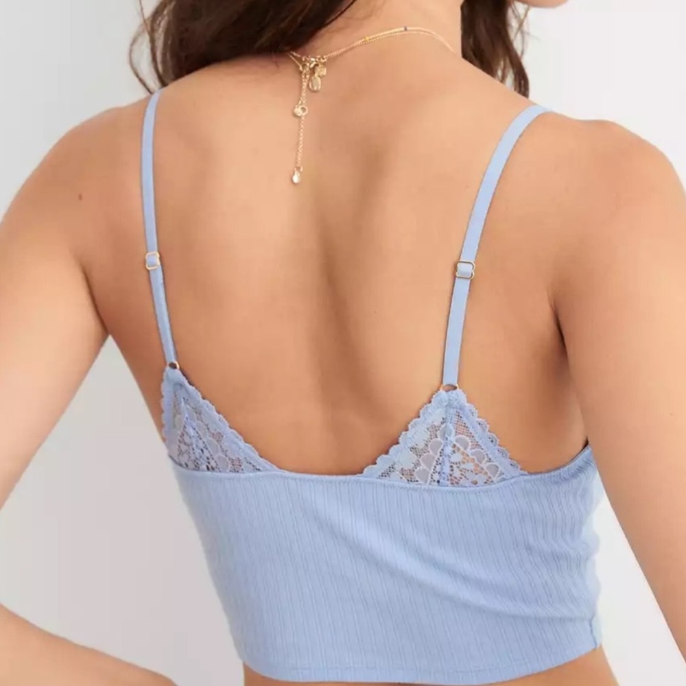 NWT Aerie Women’s Ribbed Lace Bra Crop Top - Picture 2 of 7